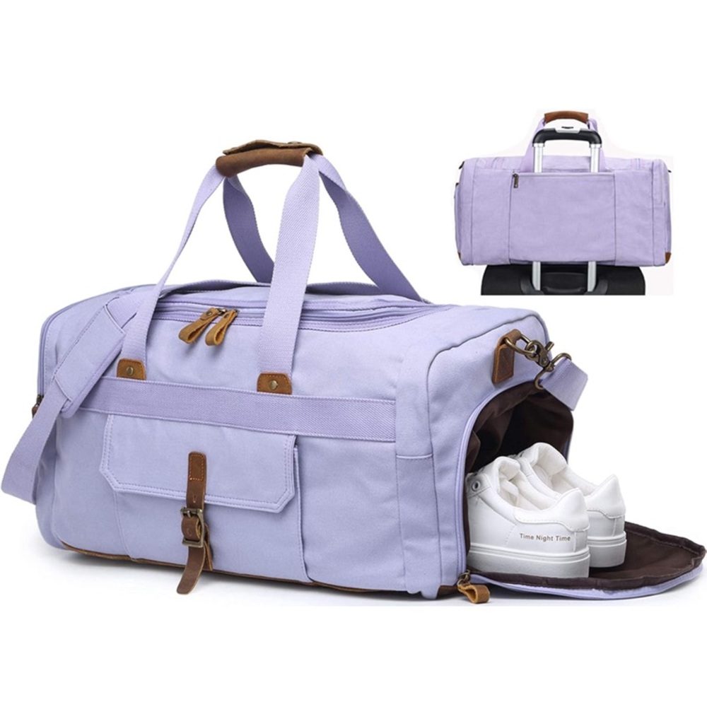 Stylish Lavender and Tan Men's Duffel Bag - Picture 3 of 3